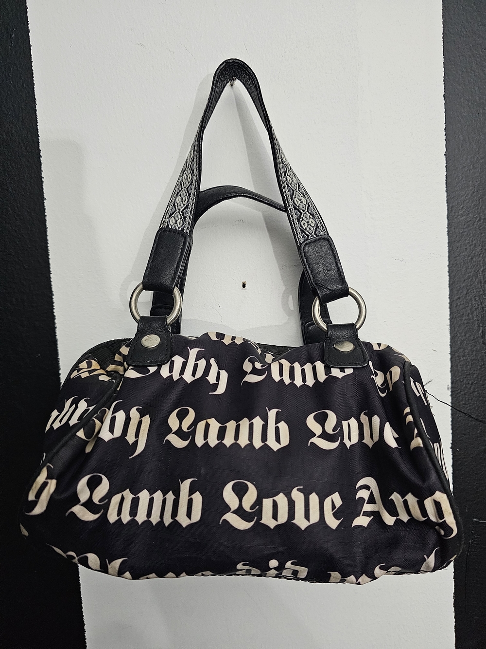 L.A.M.B. Black Tote with Cream Script Logo